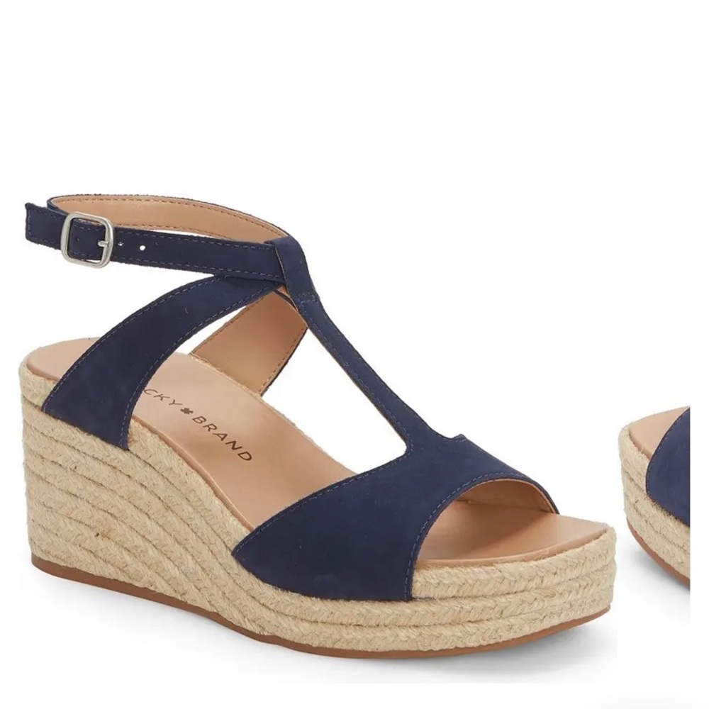 Lucky brand valki t strape wedge sandal NWOT